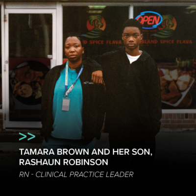 Tamara Brown and her son, Rashaun Robinson, RN - Clinical Practice Leader